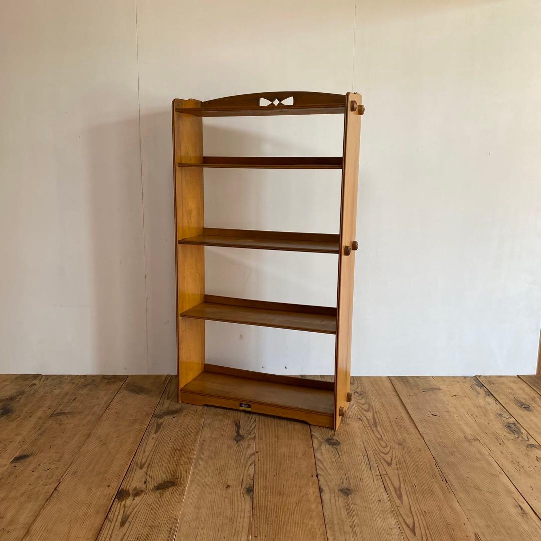 アンティーク オープンラック 本棚 木ネジ式 無垢材 透かし彫り z929