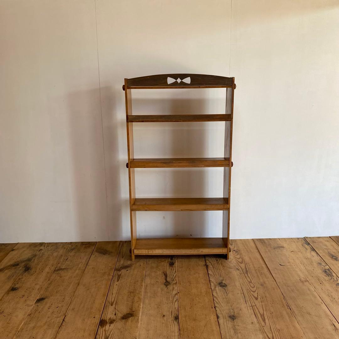 アンティーク オープンラック 本棚 木ネジ式 無垢材 透かし彫り z929
