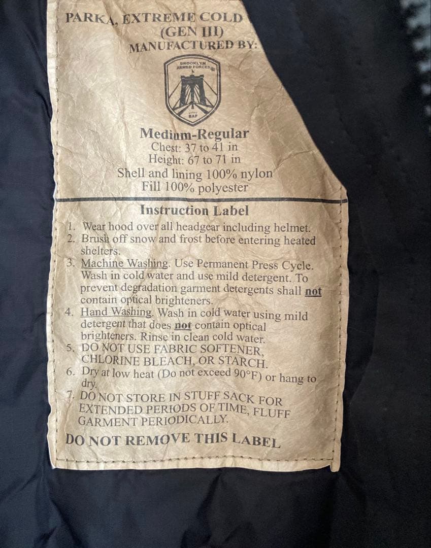 BAF LEVEL7 M-Regular ジャケット　ブラック　プリマロフト