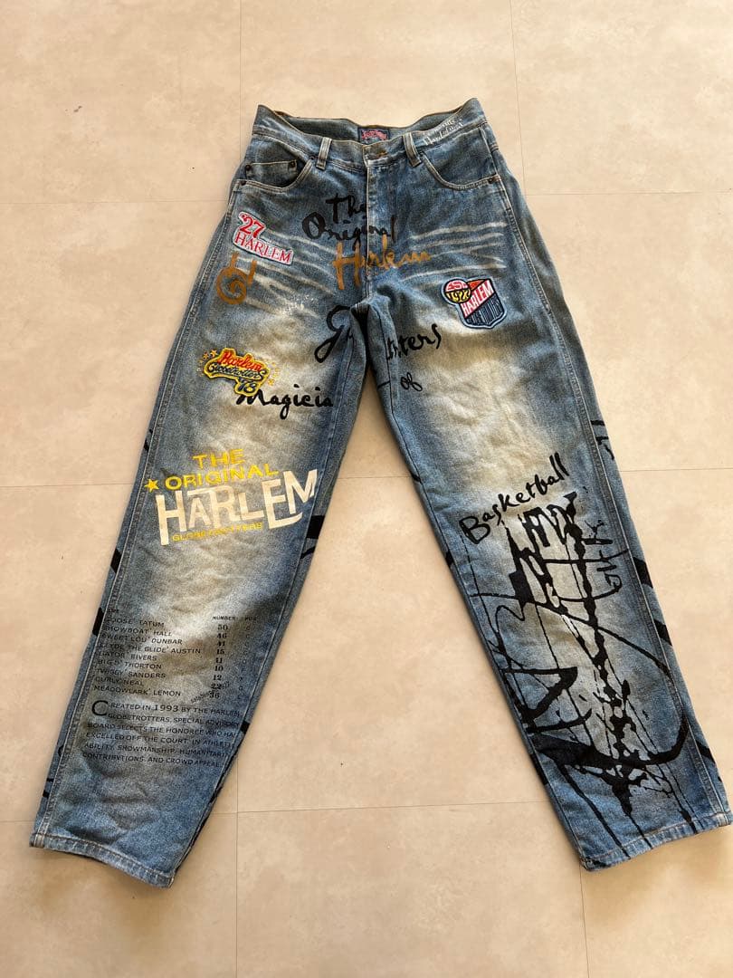 90s〜00s セミヴィンテージ FUBUHarlem グラフィックデニムパンツ