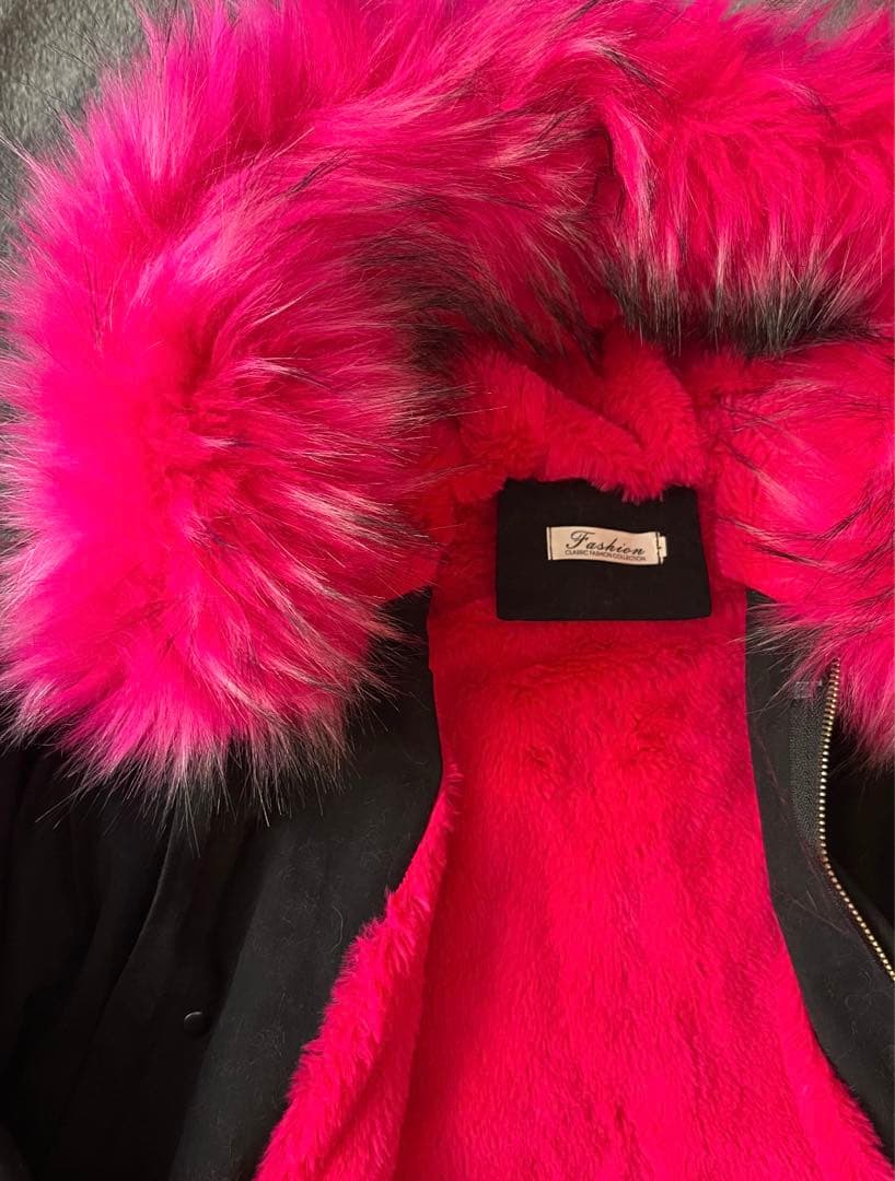 【美品】ピンクファーモッズコート