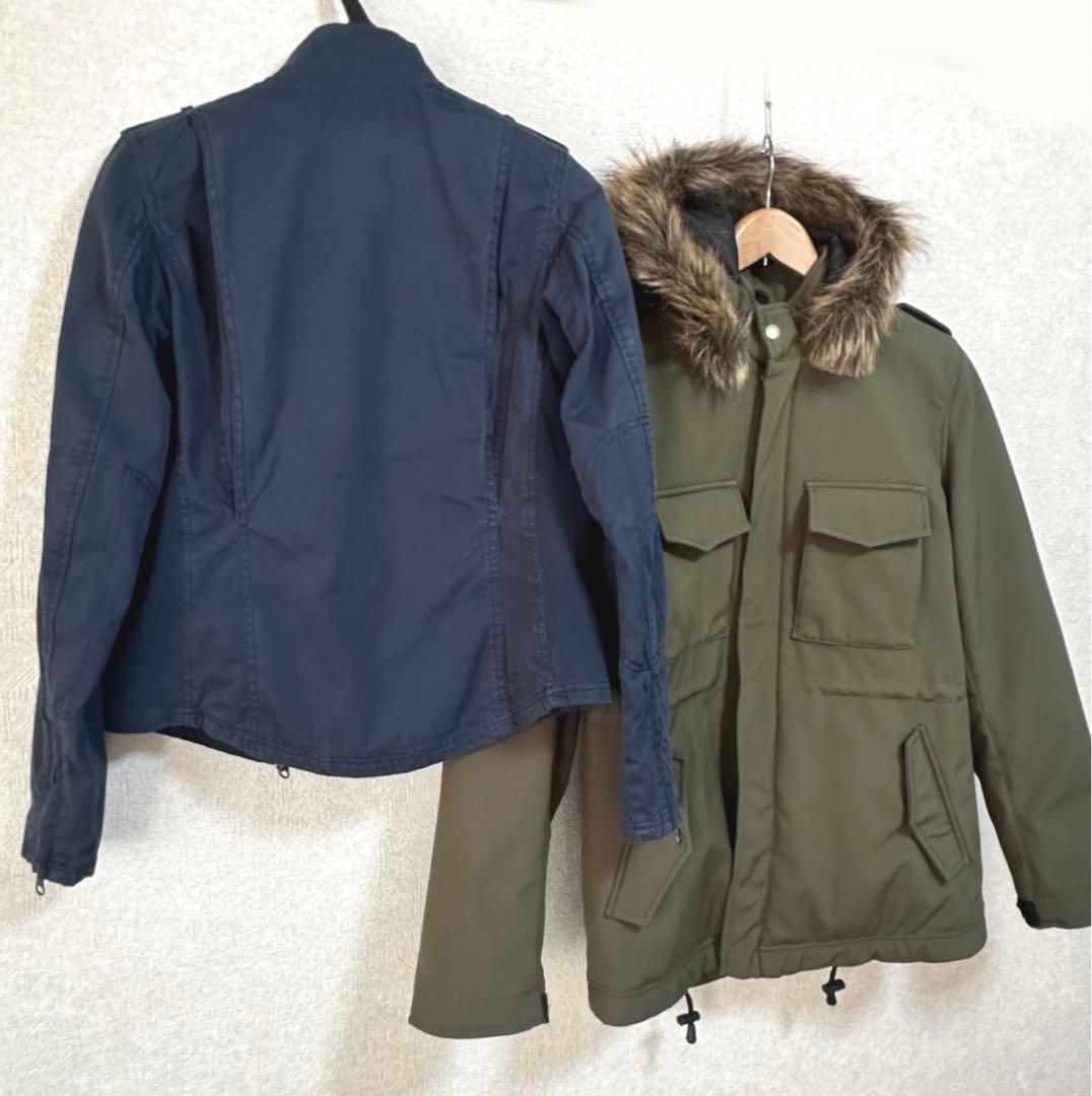 ゆ*は様 お得2着セットデグナーウインタージャケットライダース冬モッズコートカー