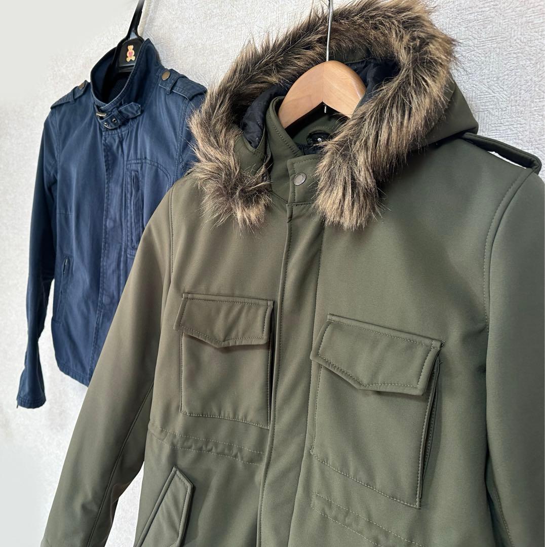 ゆ*は様 お得2着セットデグナーウインタージャケットライダース冬モッズコートカー