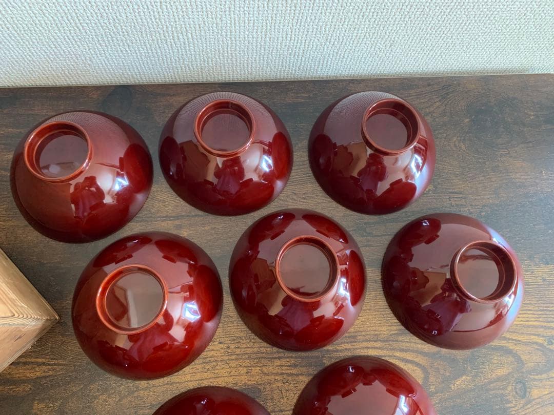 嘉永6年　見返し沈金蒔絵木製吸物椀10客　骨董品　絵がわり椀　汁椀　お椀　珍品