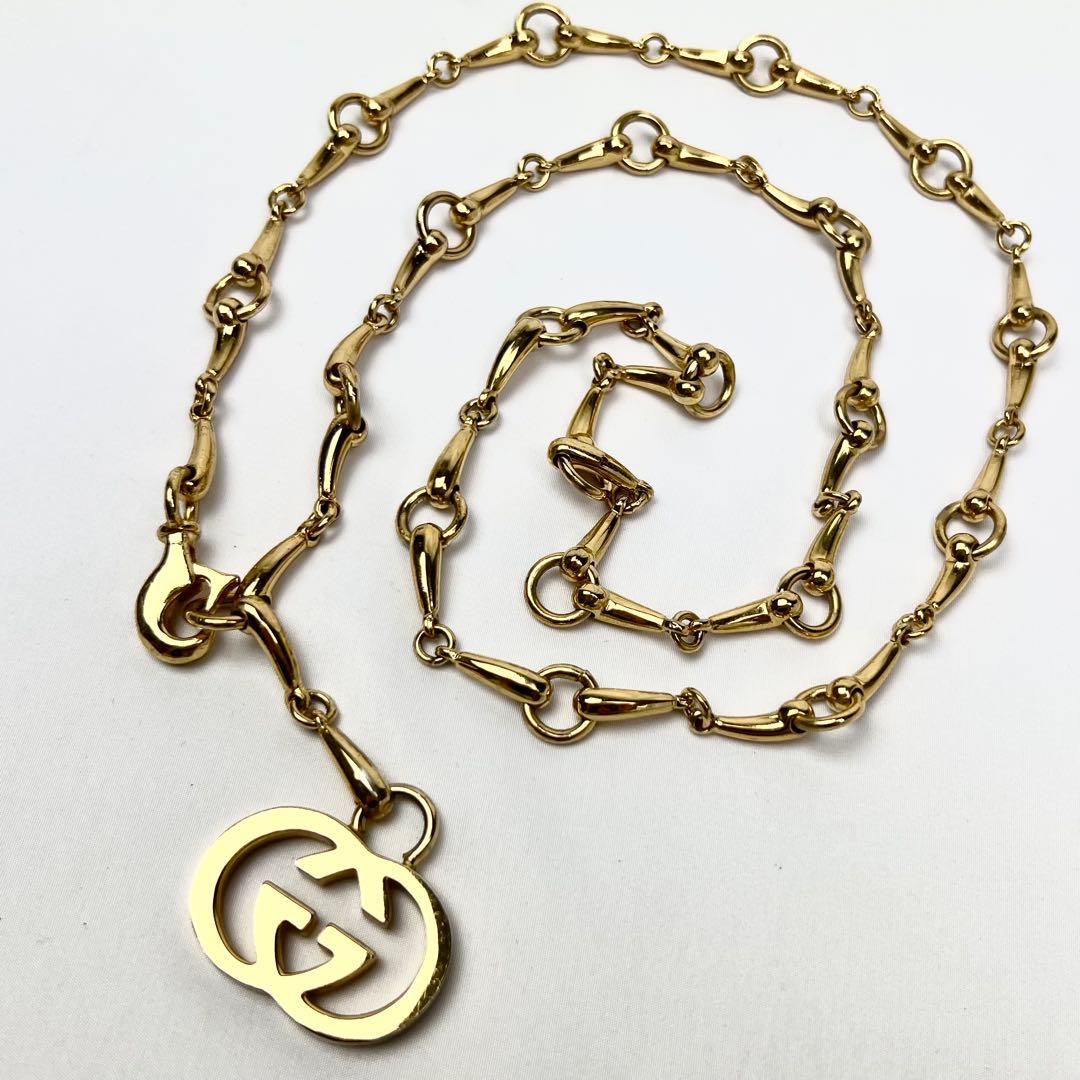 美品 GUCCI チェーンベルト インターロッキング ホースビット ゴールド