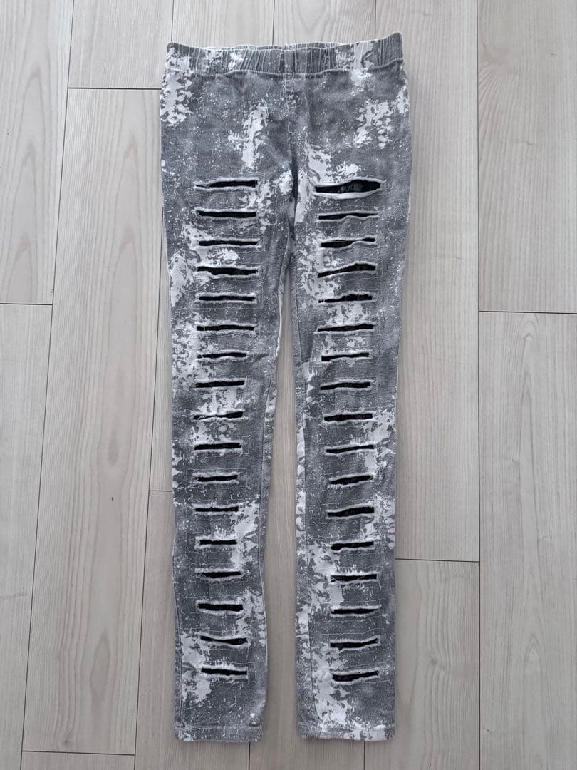 レッグウェア grey ripped lace leggings