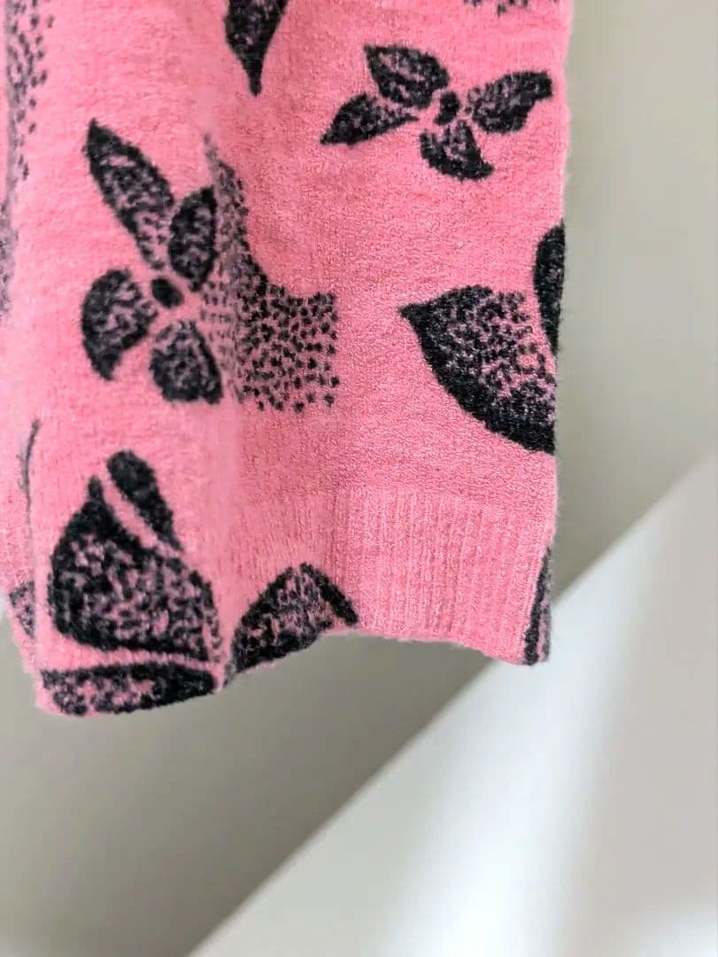 アンナモリナーリ リボン柄 長袖カーディガン レーヨン ピンク Mサイズ