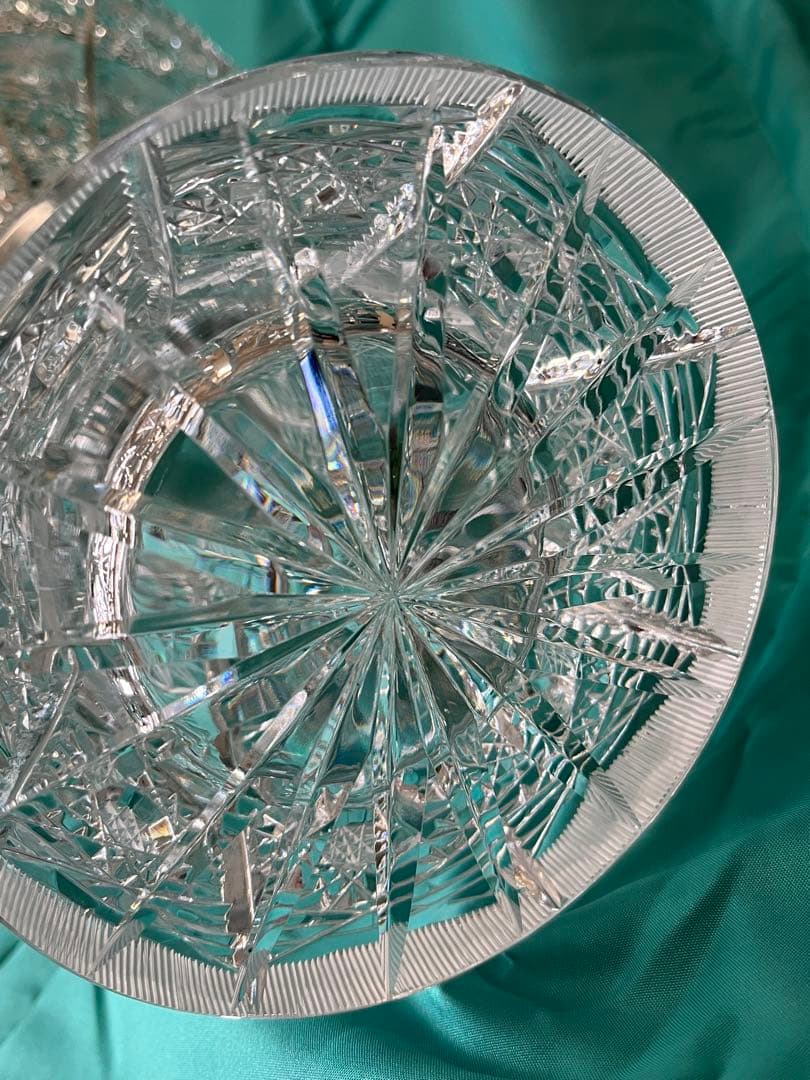 ボヘミアングラス フラワーベース 花瓶　高さ30 （チェコソロバキア製）