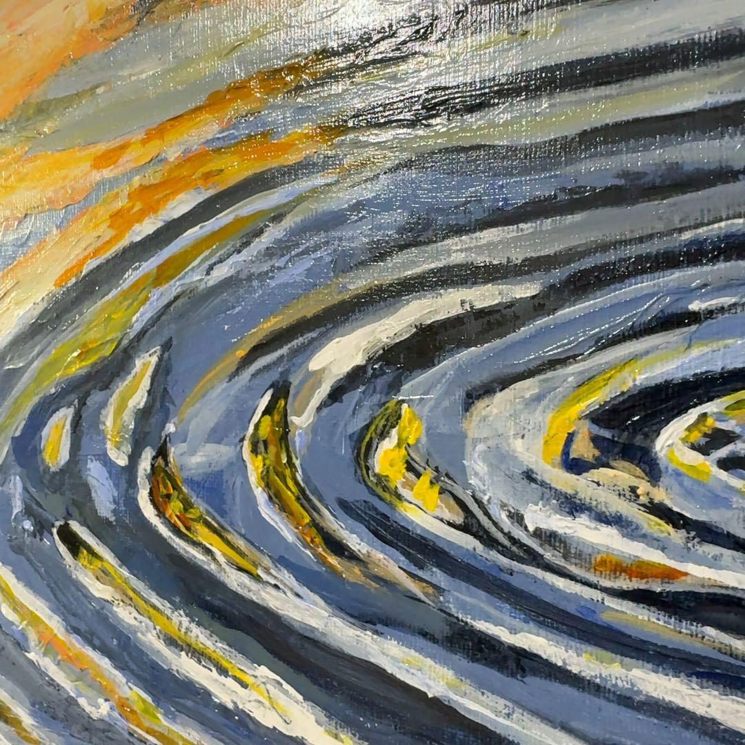 【アクリル画】一滴の影響｜中型｜原画｜ペインティングナイフ｜F6号サイズ