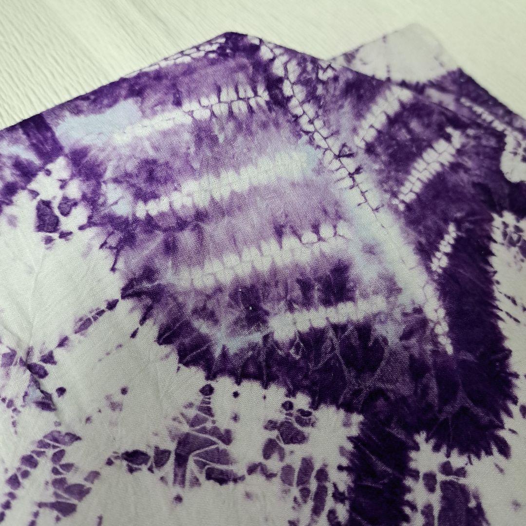 絞り浴衣 有松絞り 大きな葉っぱ 南部紫根染め