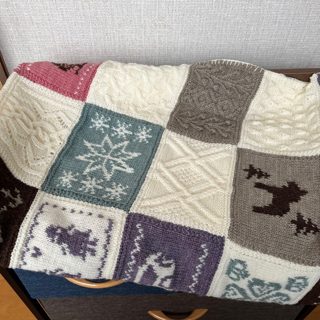 北欧柄のモチーフつなぎブランケット☆ハンドメイド