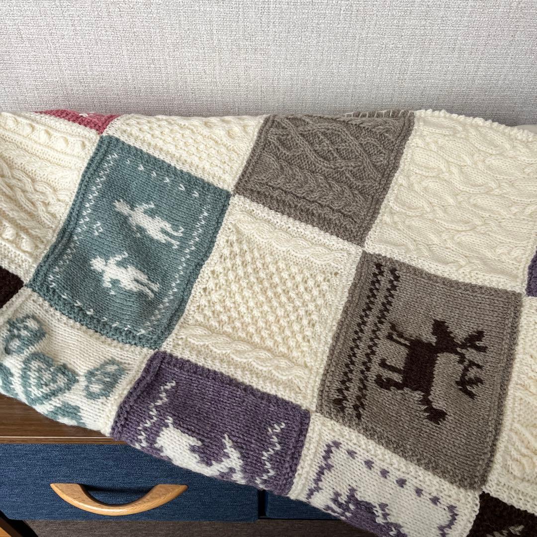 北欧柄のモチーフつなぎブランケット☆ハンドメイド