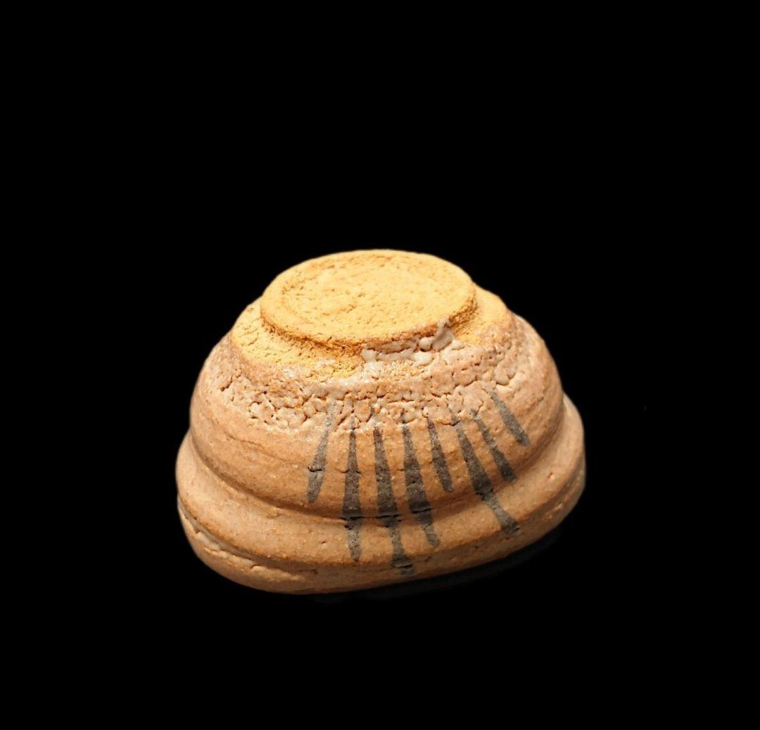 ■唐津焼 巨匠 中里重利 絵唐津沓ぐい呑 共箱、共布、栞三枚揃い 未使用品