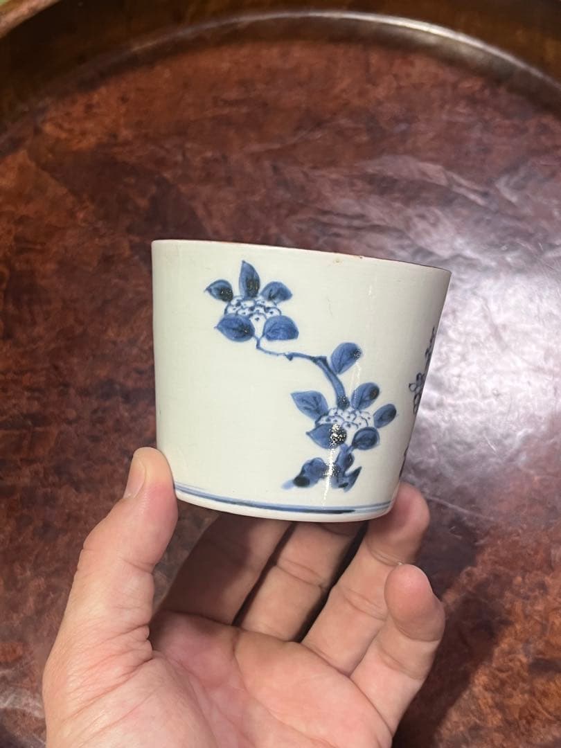 古伊万里　蕎麦猪口　あじさい　鶯　ウグイス　梅　紫陽花　民芸　民藝　青山二郎