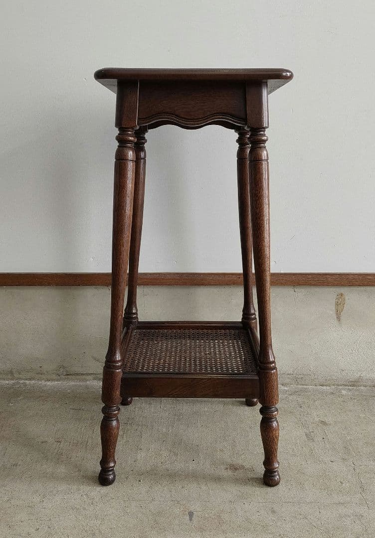 カリモク家具 フラワースタンド 電話台 サイドテーブル ラタン棚