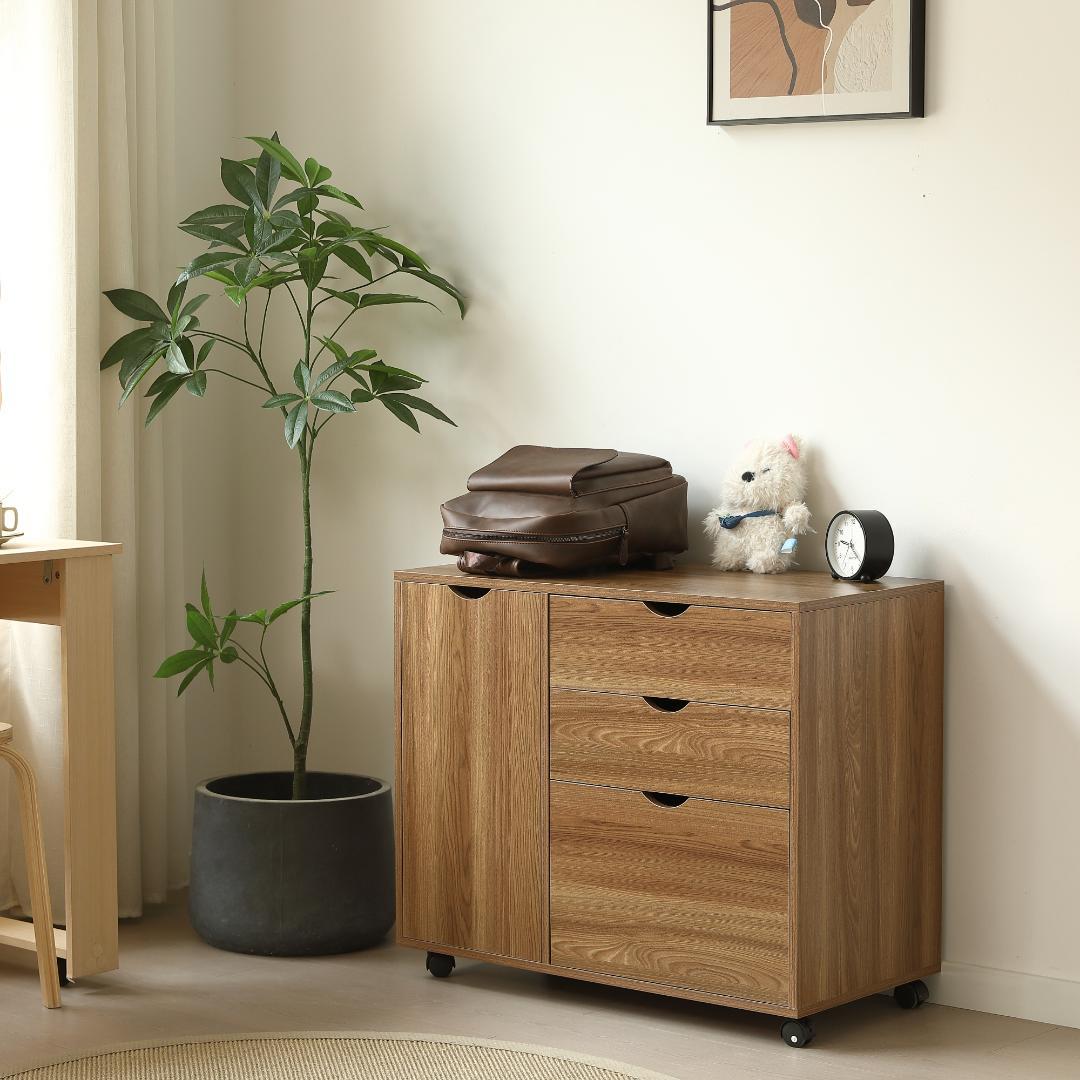 キャビネット 幅80cm 北欧風 サイドボード チェストテレビ台 BROWN