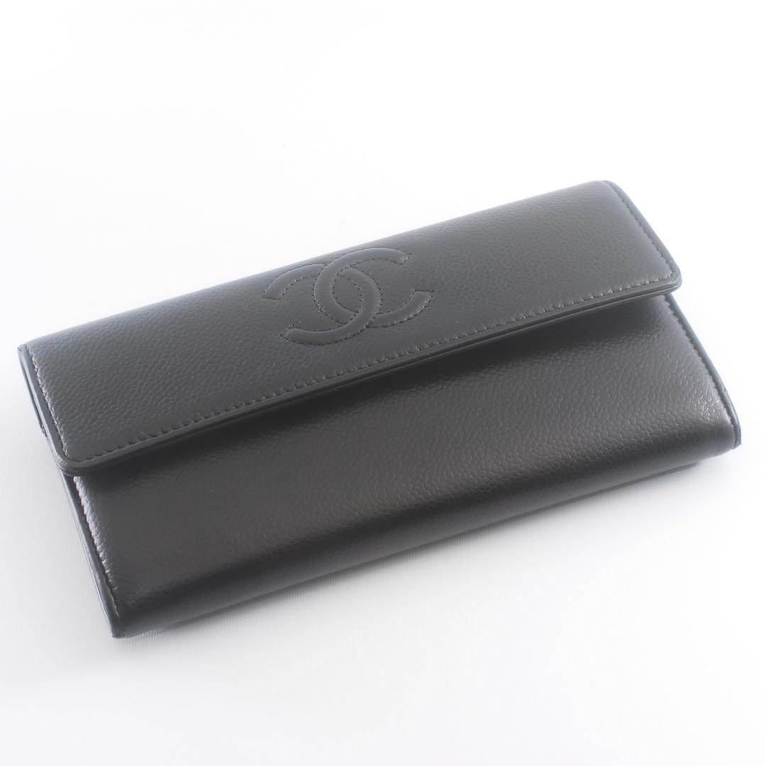 美品＊CHANEL＊シャネル＊キャビアスキン＊長財布＊フラップウォレット＊ココ