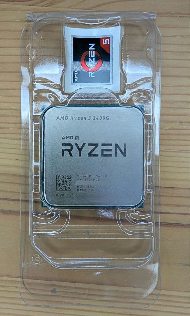 AMD RYZEN 5 3400G 箱,リテールクーラー等全付