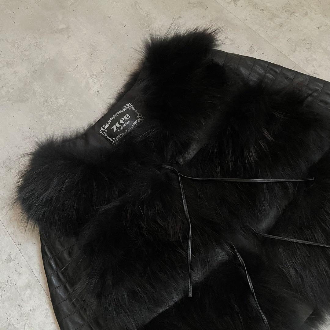 ファージャケット　ラムレザー　フォックスファー　革紐　短丈　アメカジ　グランジ