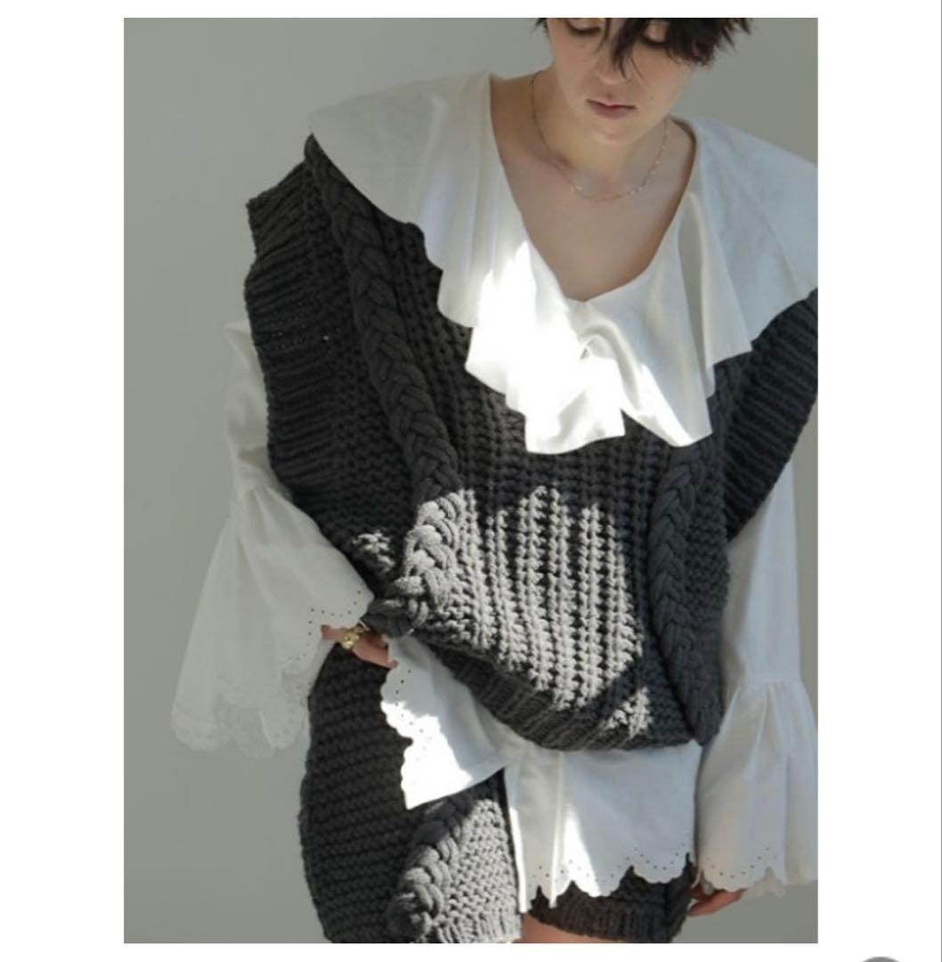 エトレトウキョウ ケーブルニットベスト&ケーブルニットショートパンツ グレー