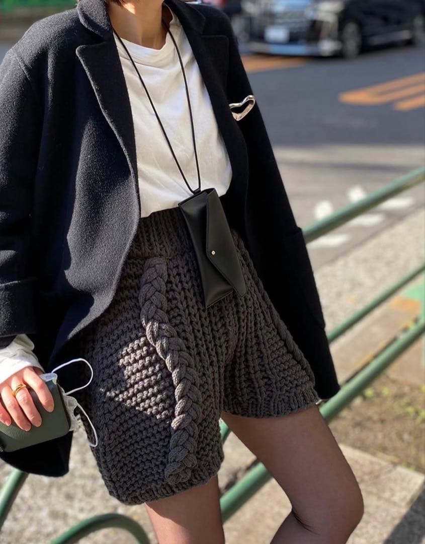 エトレトウキョウ ケーブルニットベスト&ケーブルニットショートパンツ グレー