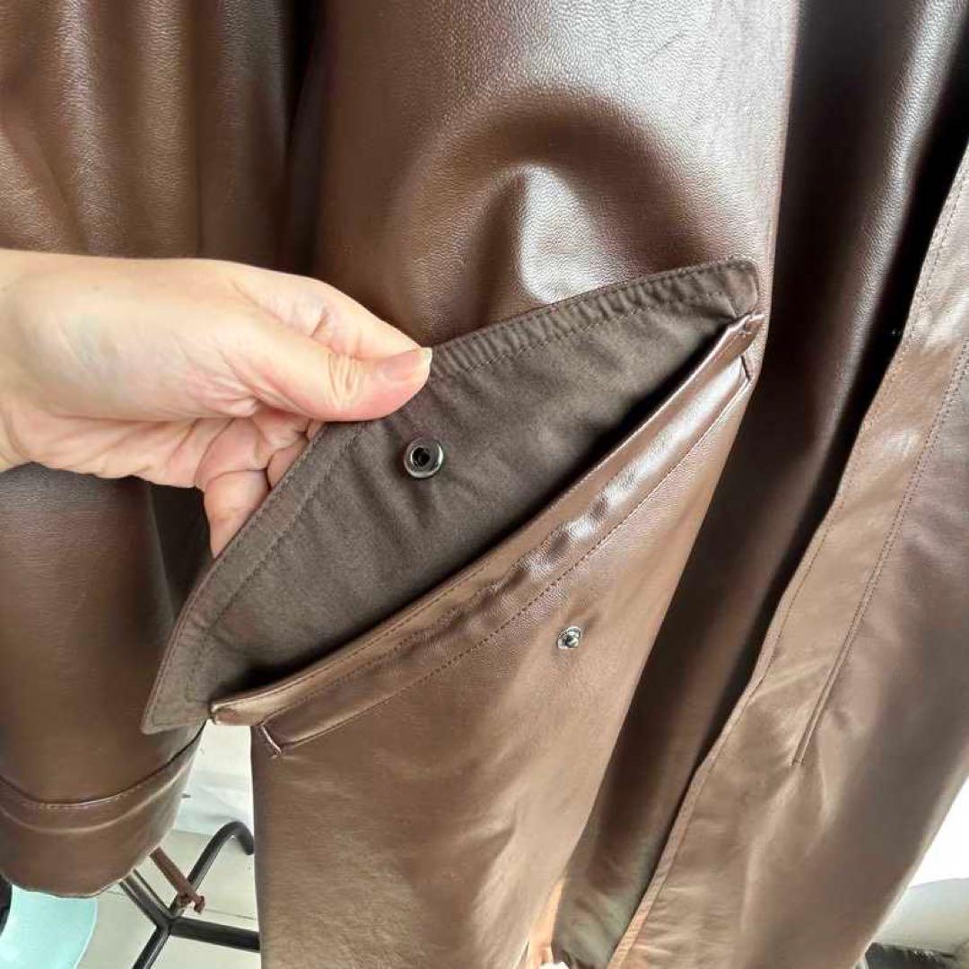 masion specialメゾンスペシャル2WAYレザーコートロングブラウン