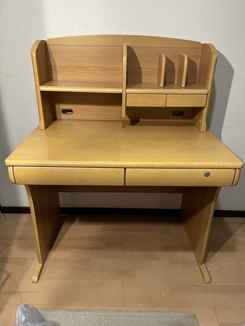 【送料無料】ナチュラルウッド 学習机 収納付き