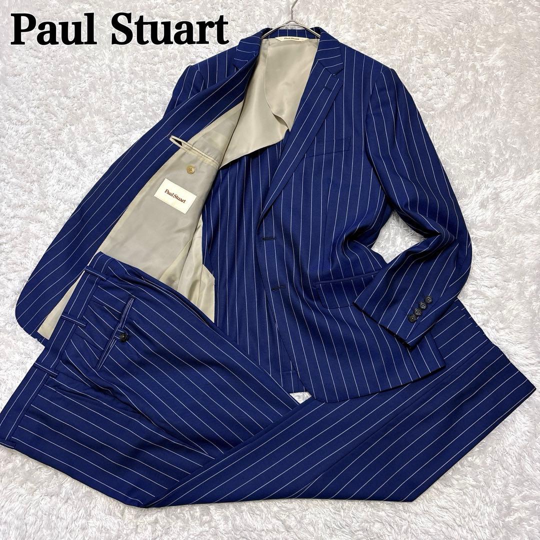 ポールスチュアート ビジネススーツ セットアップ ネイビー ストライプ 日本製