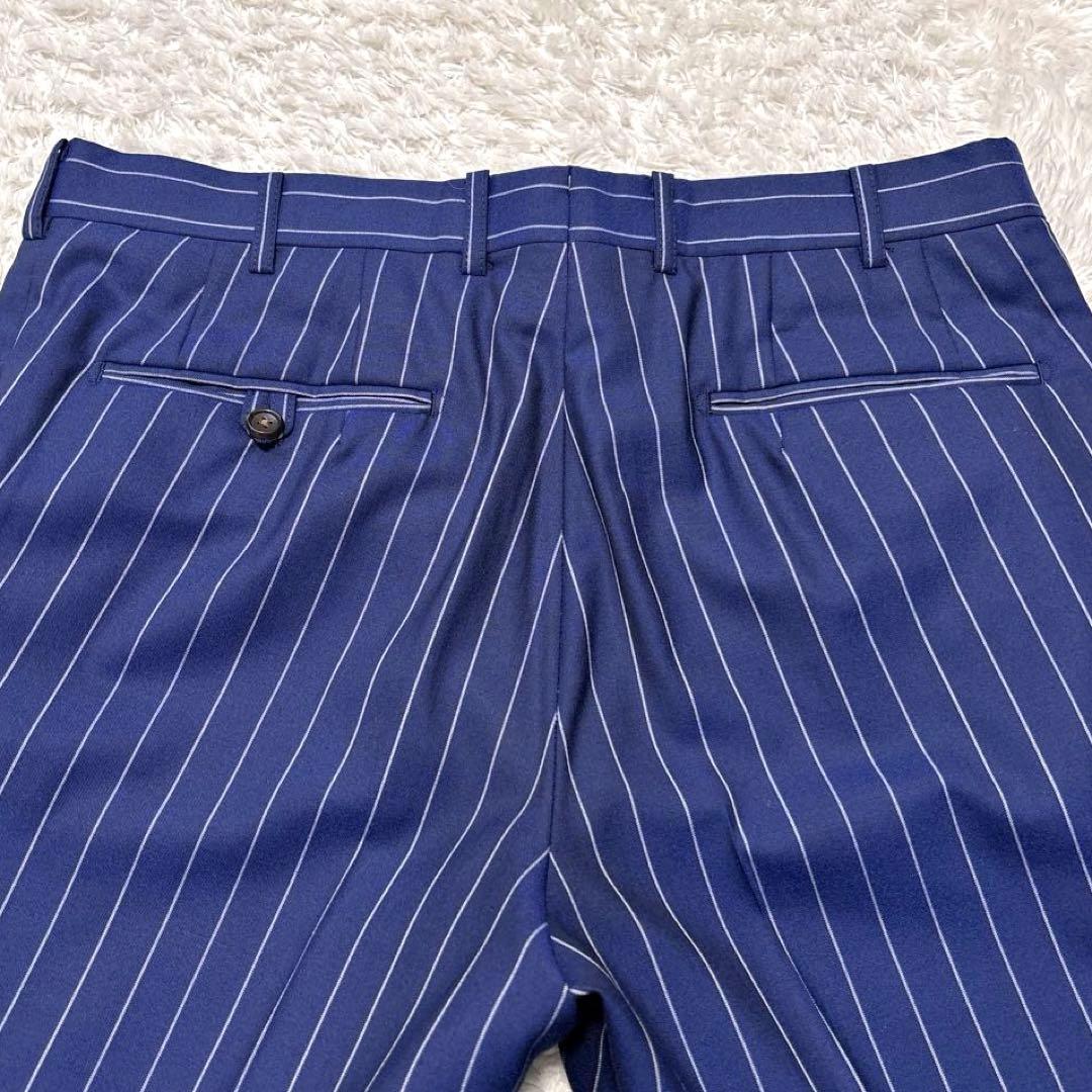 ポールスチュアート ビジネススーツ セットアップ ネイビー ストライプ 日本製