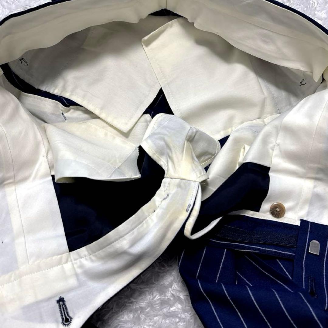 ポールスチュアート ビジネススーツ セットアップ ネイビー ストライプ 日本製