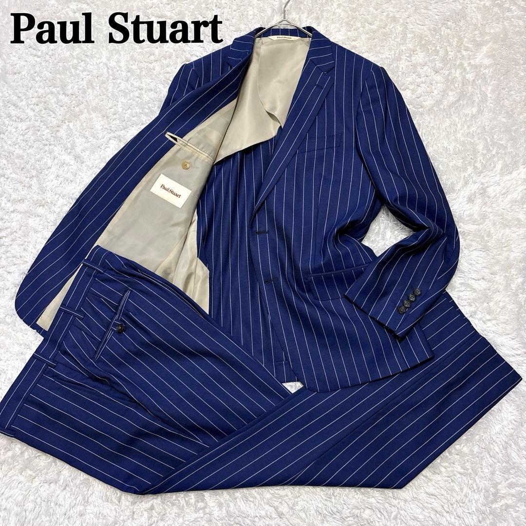 ポールスチュアート ビジネススーツ セットアップ ネイビー ストライプ 日本製