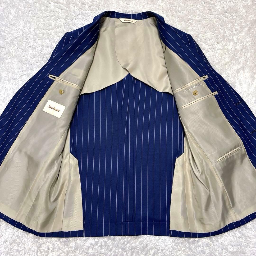 ポールスチュアート ビジネススーツ セットアップ ネイビー ストライプ 日本製