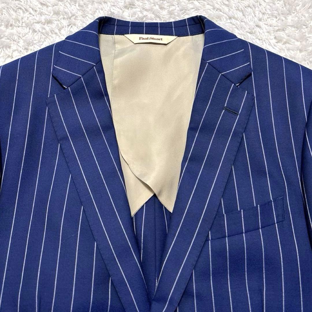 ポールスチュアート ビジネススーツ セットアップ ネイビー ストライプ 日本製