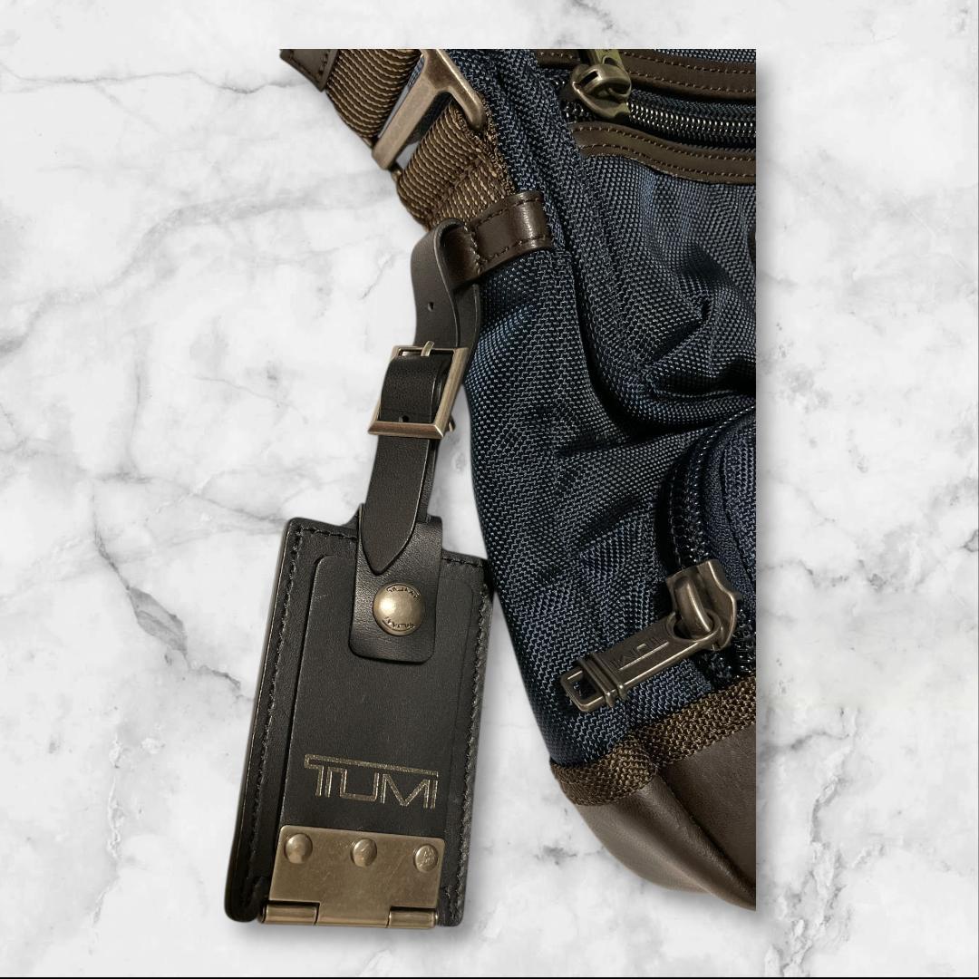 TUMI ショルダーバッグ ネイビー×ブラウン 斜め掛け 正規品