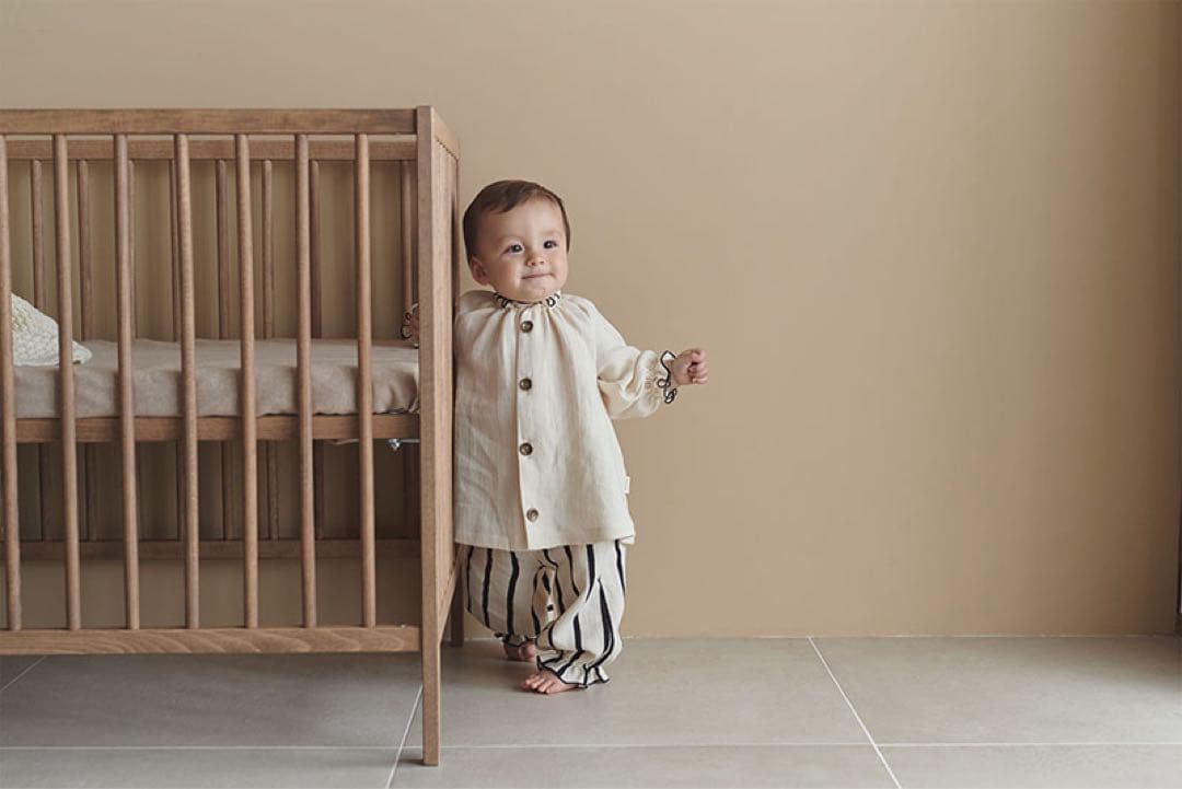 マールマール ナイトウェア オフホワイトストライプ パジャマセット70〜80cm