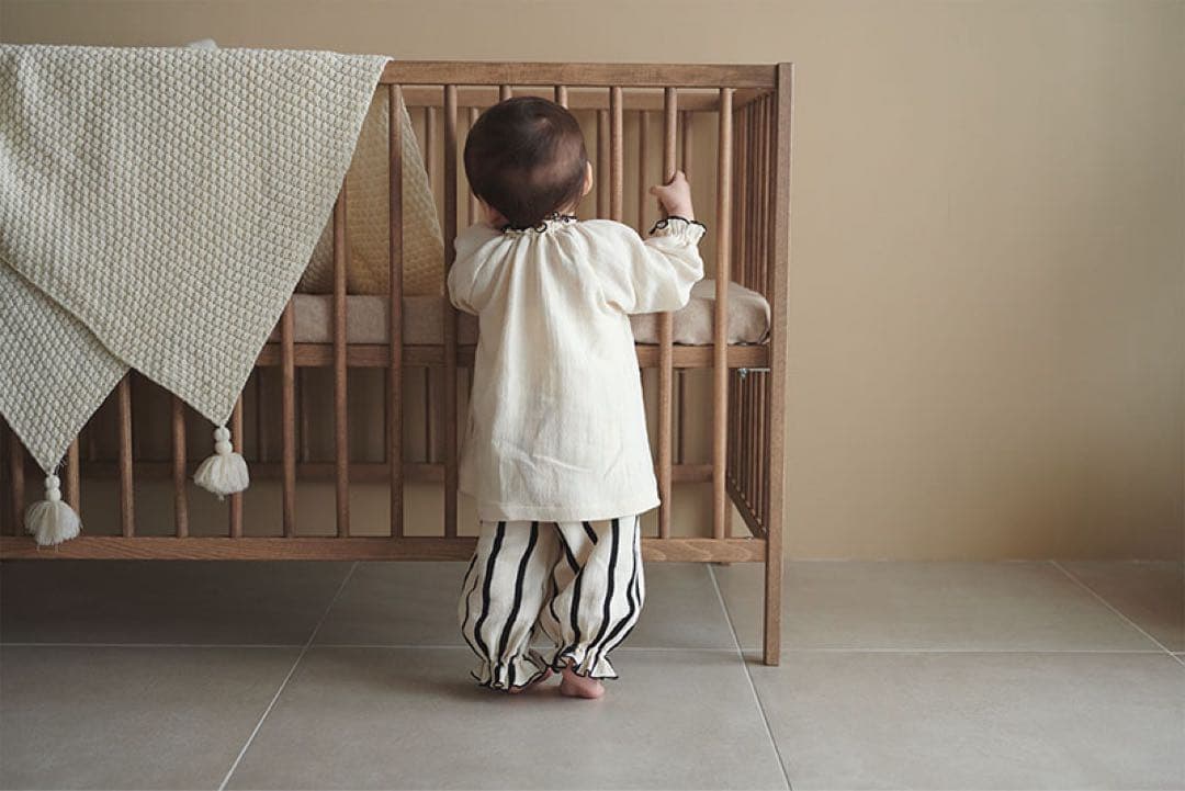 マールマール ナイトウェア オフホワイトストライプ パジャマセット70〜80cm