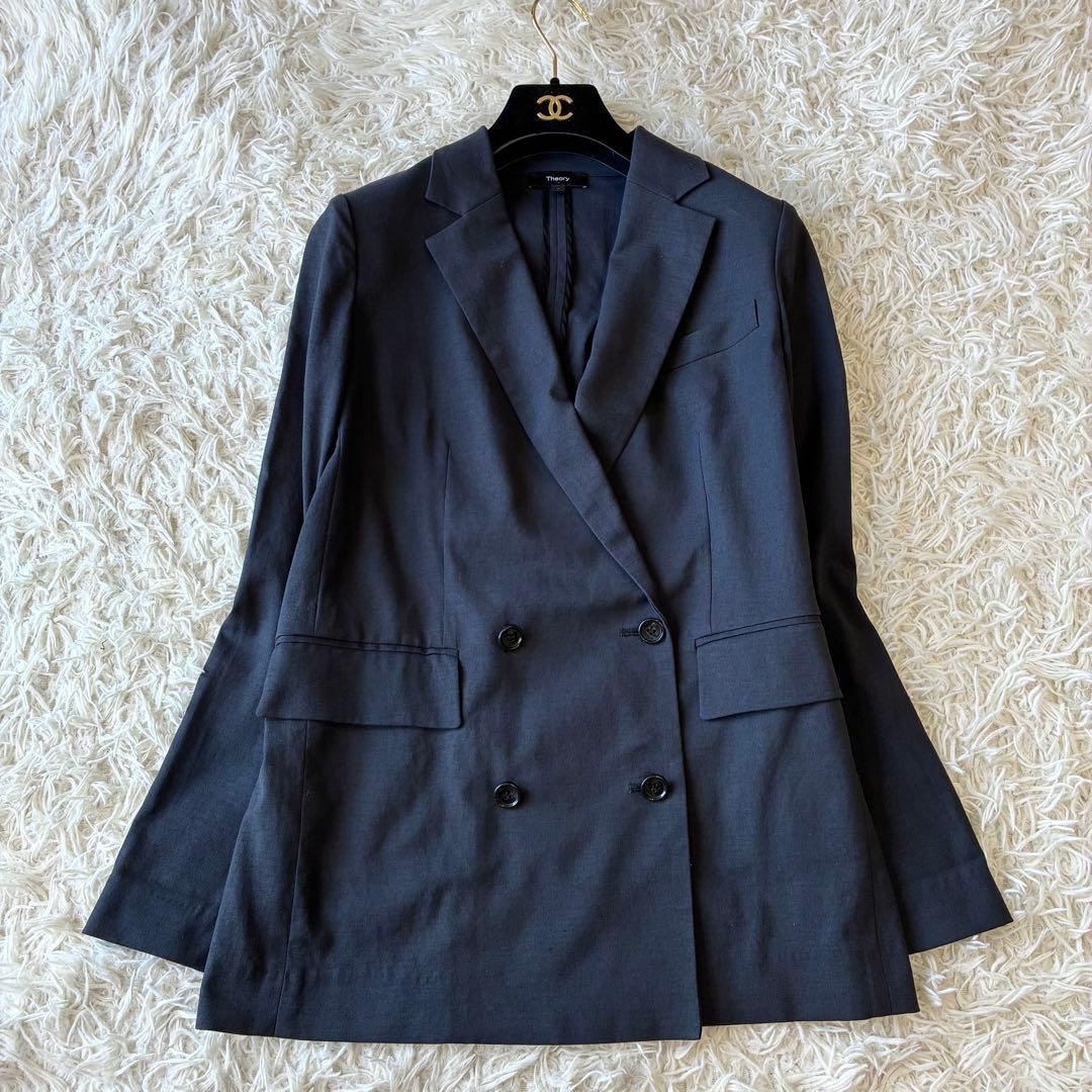 Theory ラルフローレン　まとめ　ジャケット ダブル リネン混 ブラック 0