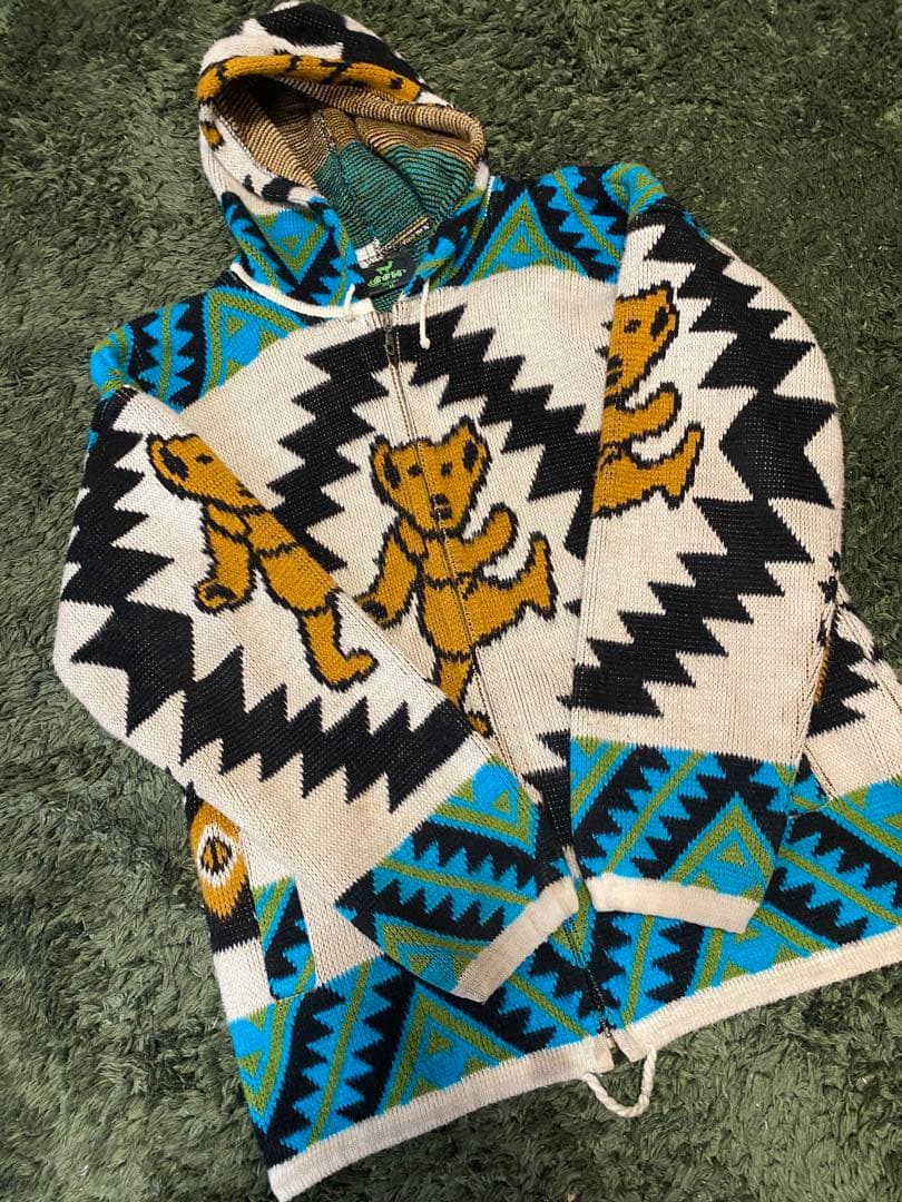90s デッドベア　エクアドルニット　パーカー　ビンテージ　激レア　太陽　花柄
