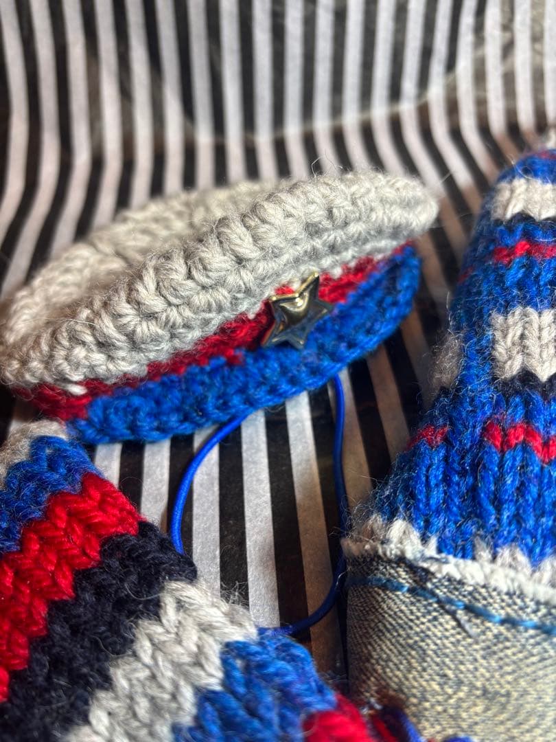 57◆ アーガイルデニムニット【OROKU】　パピリーヒルズ　ニット帽　マフラー