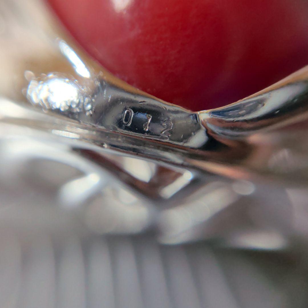 ペンダントトップ　Pt900　K14WG　珊瑚　ダイヤ計0.12　13.23g