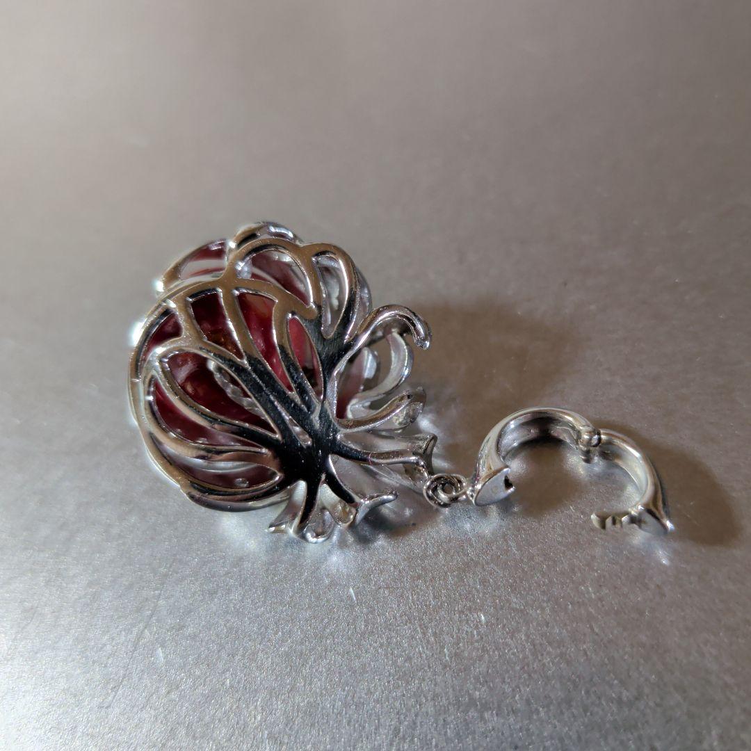 ペンダントトップ　Pt900　K14WG　珊瑚　ダイヤ計0.12　13.23g