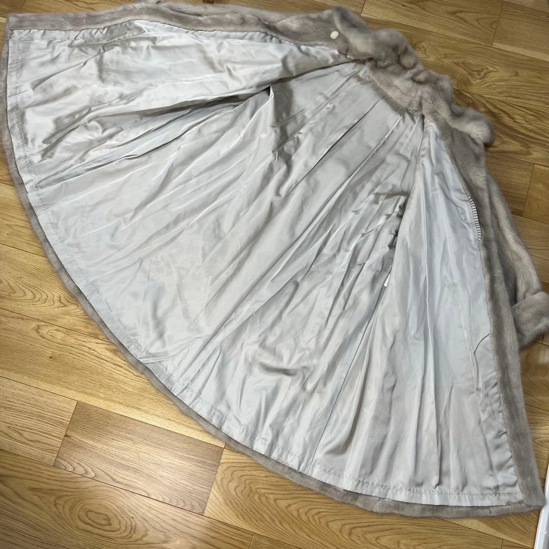 裾周り210 総丈108 ロールアップ袖 XL サファイアミンク ロングコート