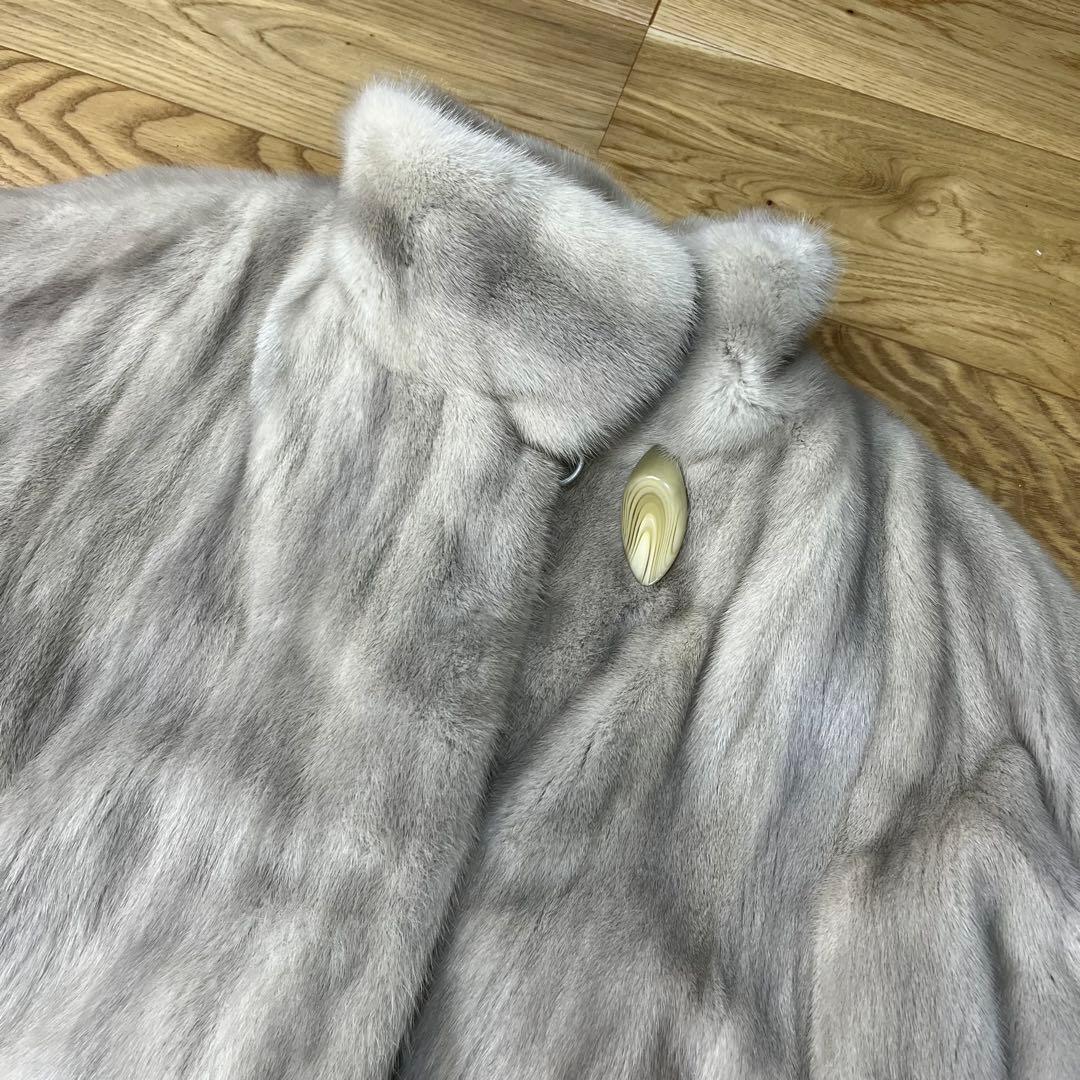 裾周り210 総丈108 ロールアップ袖 XL サファイアミンク ロングコート