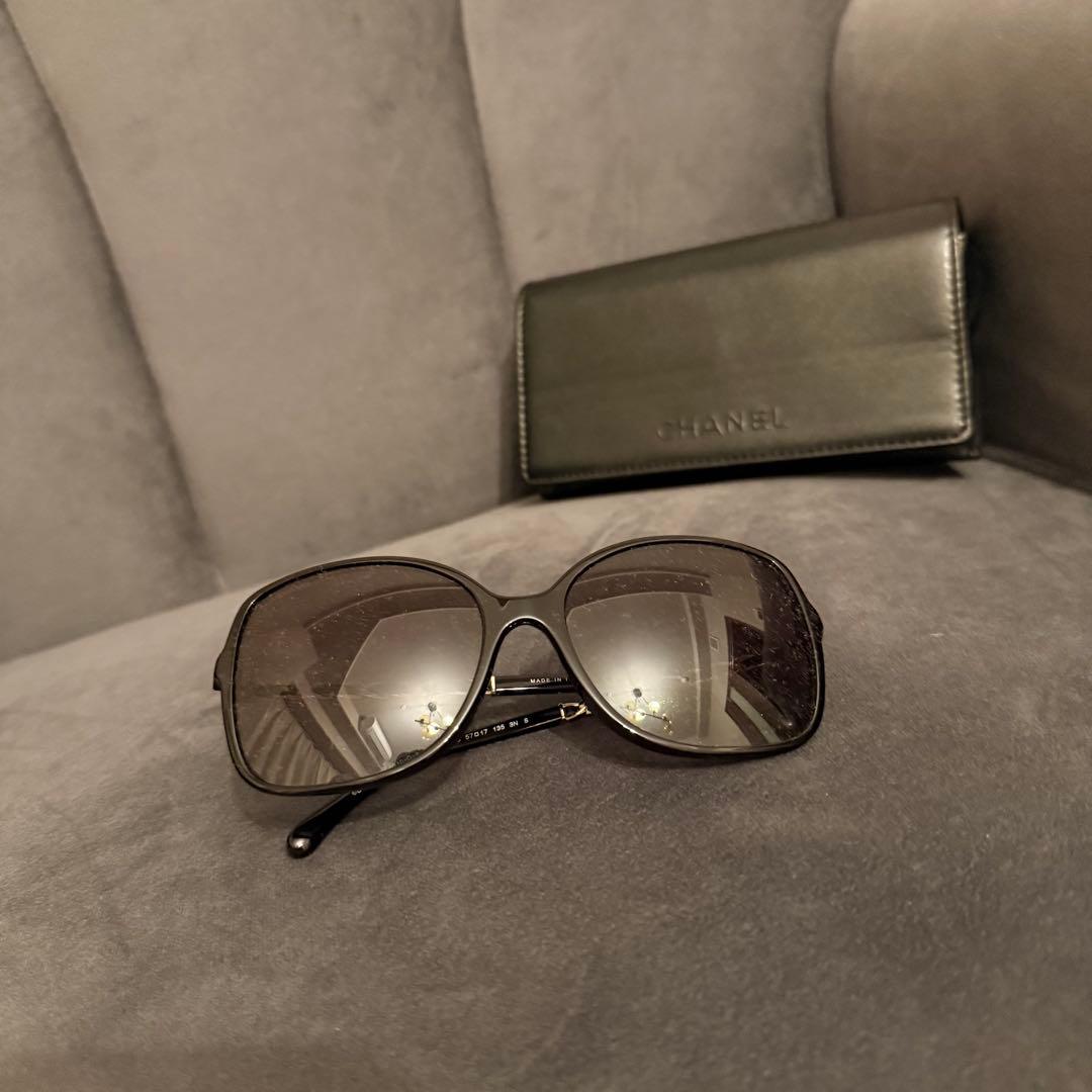 【美品】CHANEL シャネル スクエアシェイプアイウェア サングラス ブラック