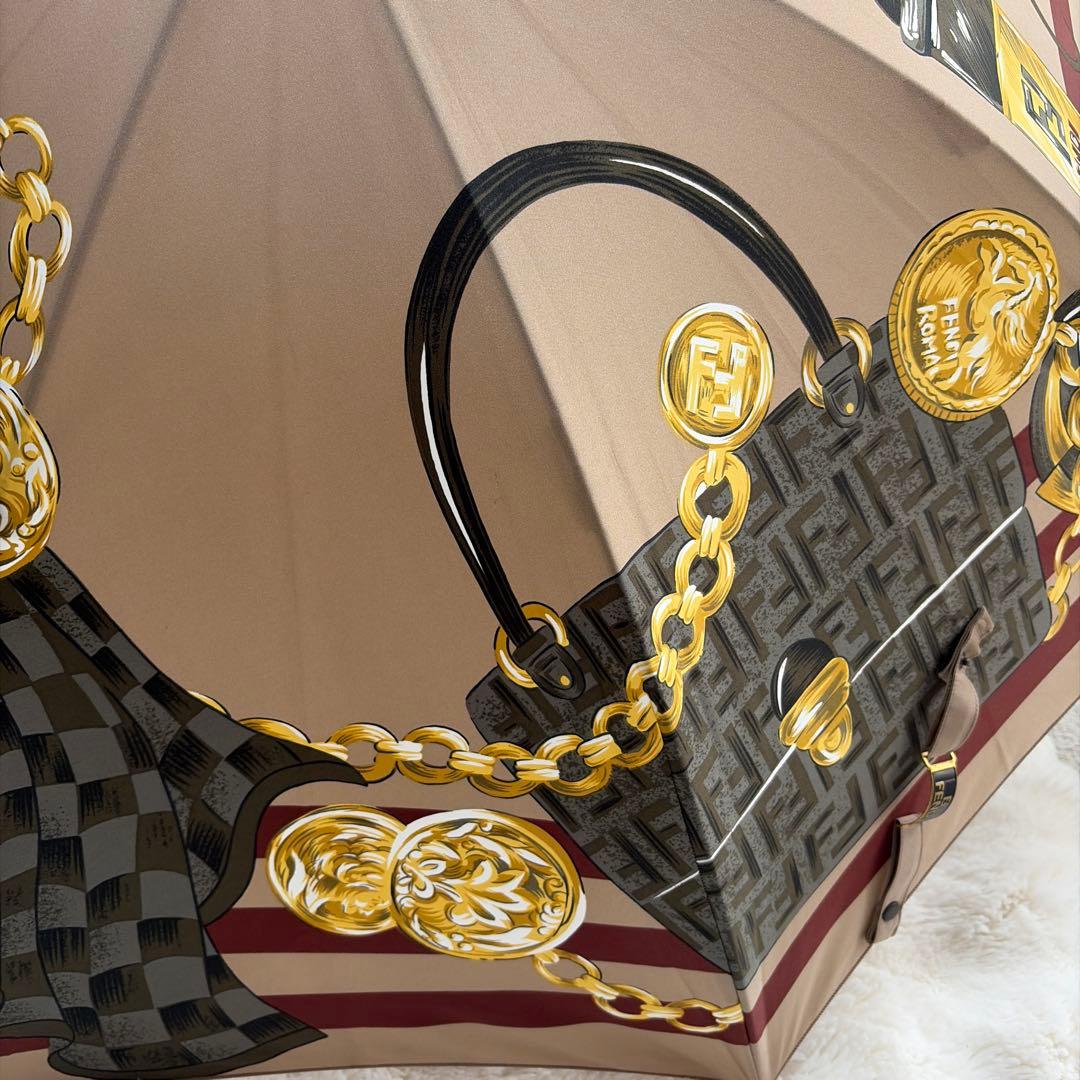 えびちゃん FENDI フェンディ ゴールド 長傘 アンブレラ スカーフ柄