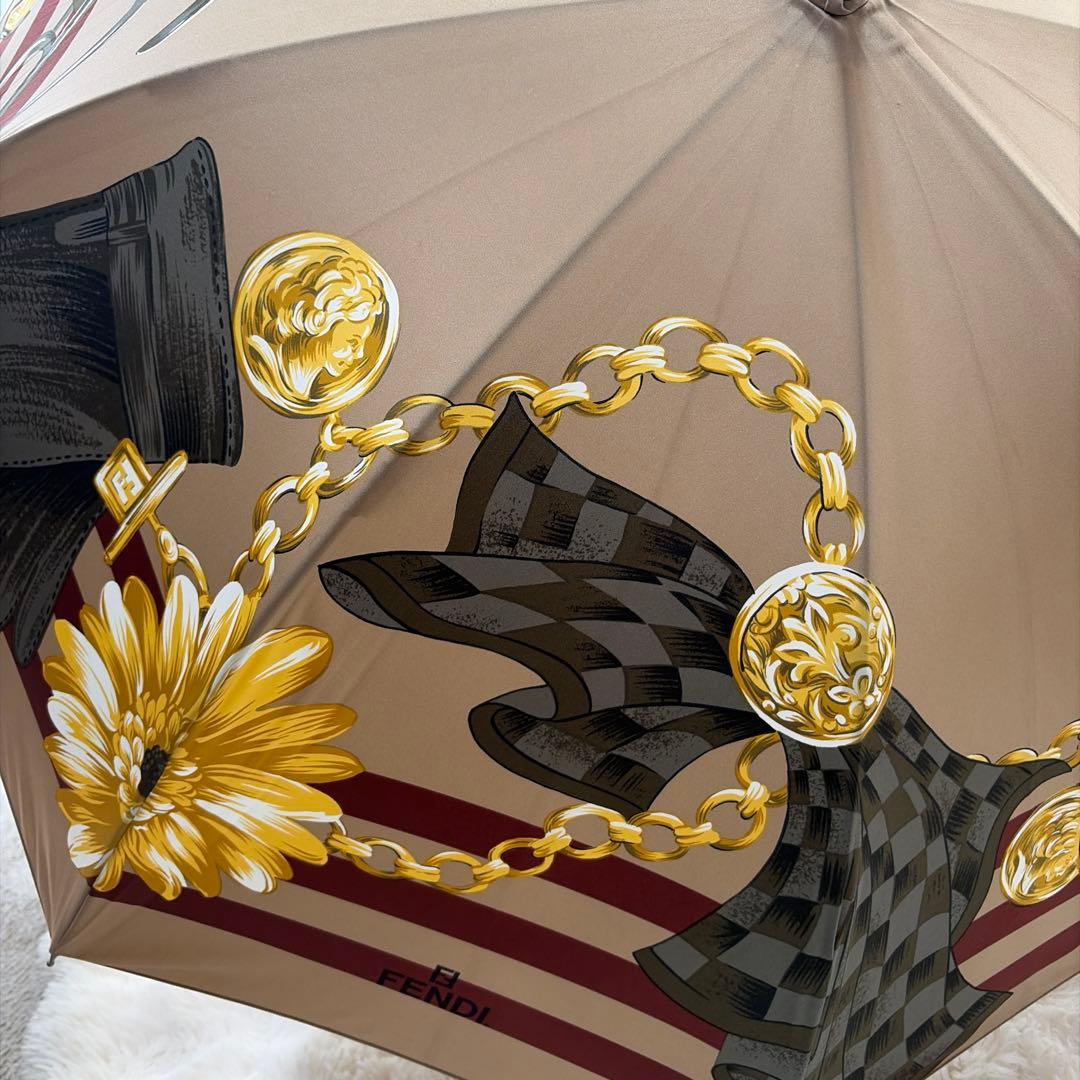 えびちゃん FENDI フェンディ ゴールド 長傘 アンブレラ スカーフ柄