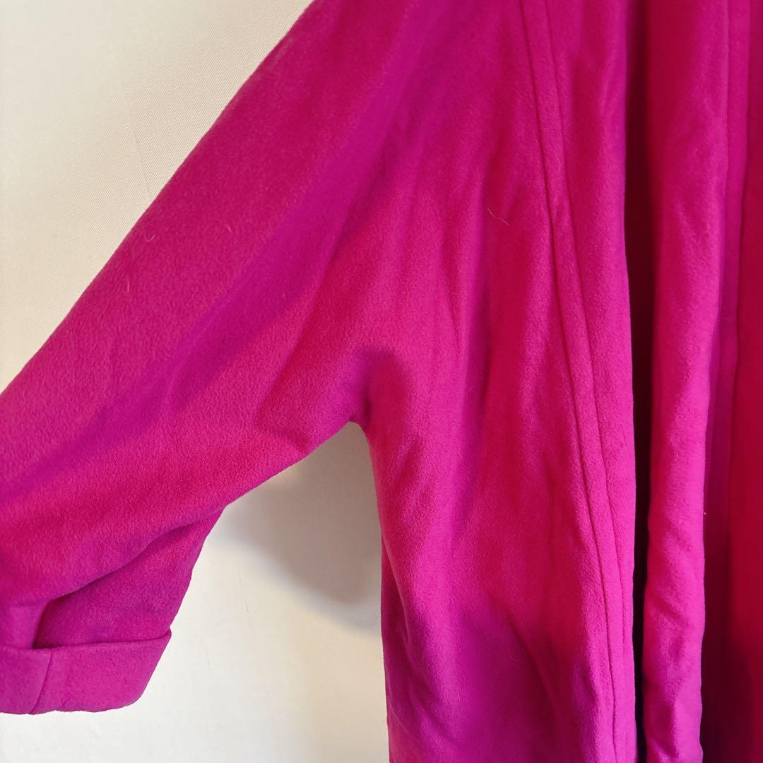 5733フランス製【美品】ステンカラーダブルボタンコート　ラナウール　カシミヤ