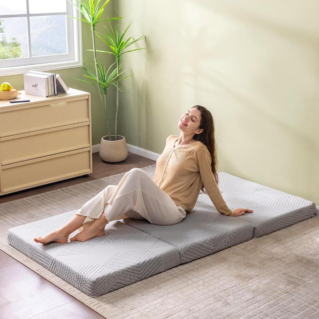 マットレス シングル 三つ折り 高反発 + 低反発 二層 抗菌防臭 厚さ10cm