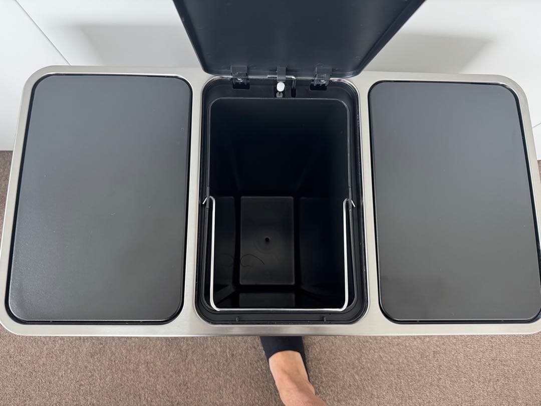 【新品】ステンレス製 3コンパートメント ゴミ箱