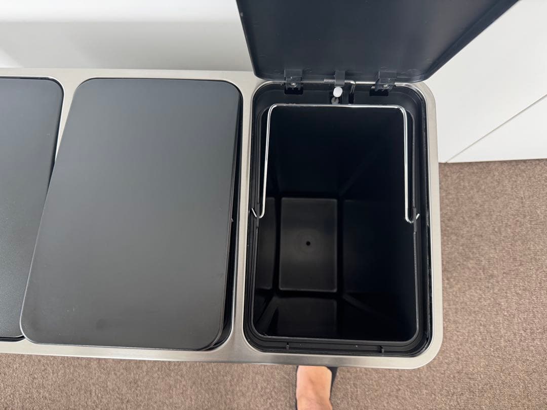 【新品】ステンレス製 3コンパートメント ゴミ箱